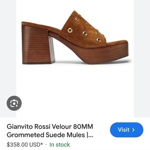 Gianvito Rossi Brown Suede Mules with Gold Accents Grommets
